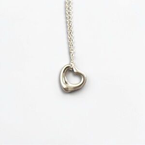 Tiffany & Co. Elsa Peretti 925 Sterling Silver Small 11mm Open Heart Necklace